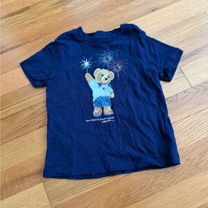 Ralph Lauren Blue T-Shirt with Bear and Fireworks